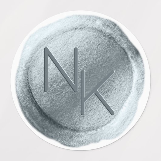 Étiquettes Paraphe de sceau de cire bleu Dusty Monogramme Mar (Design 1)