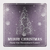 Étiquettes Parties scintillant d'arbre de Noël et flocons de  (Design 2)