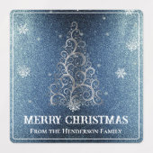 Étiquettes Parties scintillant d'arbre de Noël et flocons de  (Design 2)