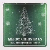 Étiquettes Parties scintillant d'arbre de Noël et flocons de  (Design 2)