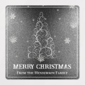 Étiquettes Parties scintillant d'arbre de Noël et flocons de (Design 1)