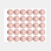 Étiquettes parties scintillant en or rose goutte nom monogram (Feuille)