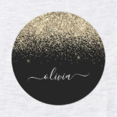 Étiquettes Parties scintillant Noir Or Chic Nom Monogramme (Design 2)