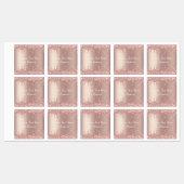 Étiquettes Parties scintillant rose Gold Blush - avec texte (Feuille)