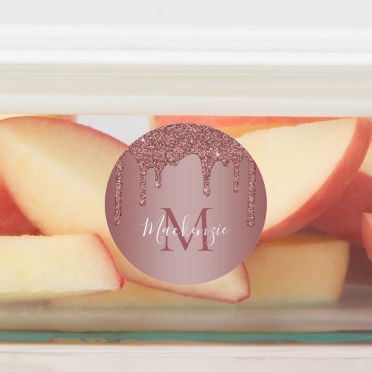 Étiquettes Parties scintillant rose Gold Sparkle  Monogramme (Apposé)
