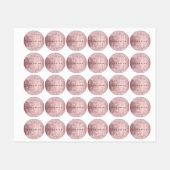 Étiquettes Parties scintillant rose goutte nom monogramme (Feuille)