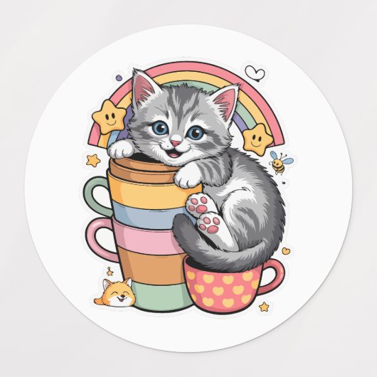 Étiquettes Pastel Paws & Rainbow Sips (Design 1)