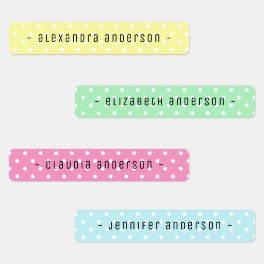 Étiquettes Pastel Polka Dot Kids Name Label (Groupe)