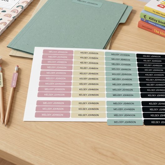 Étiquettes Pastels de salle de classe Fille codée par couleur