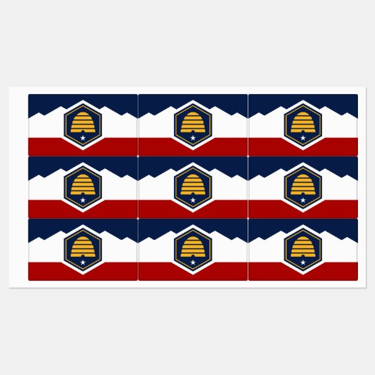 Étiquettes Patriotic labels with flag of Utah, USA (Feuille)