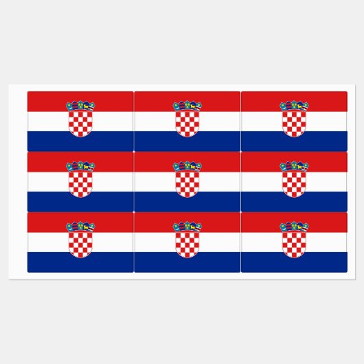 Étiquettes patriotiques avec drapeau de Croatie (Feuille)