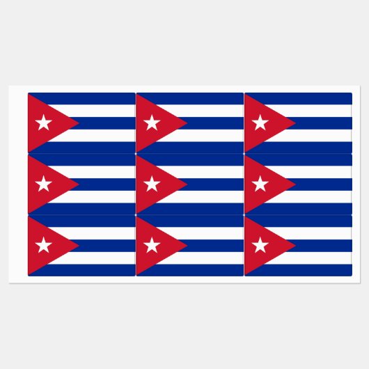 Étiquettes patriotiques avec drapeau de Cuba (Feuille)
