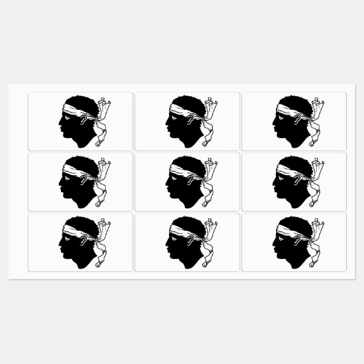 Étiquettes patriotiques avec drapeau de la Corse,  (Feuille)