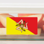 Étiquettes patriotiques avec drapeau de la Sicile, (Apposé)