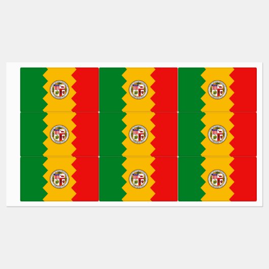 Étiquettes patriotiques avec drapeau de Los Angele (Feuille)