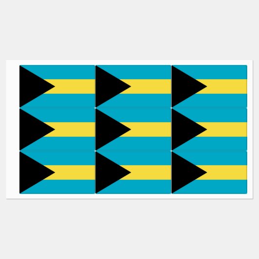 Étiquettes patriotiques avec drapeau des Bahamas (Feuille)