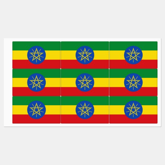 Étiquettes patriotiques avec drapeau d'Éthiopie (Feuille)