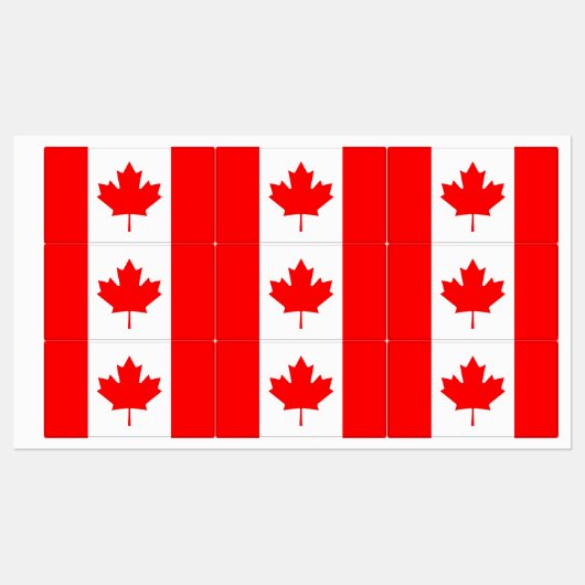 Étiquettes patriotiques avec drapeau du Canada (Feuille)