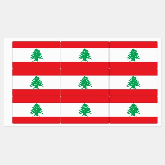 Étiquettes patriotiques avec drapeau du Liban (Feuille)