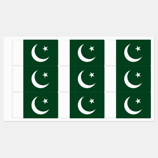 Étiquettes patriotiques avec drapeau du Pakistan (Feuille)