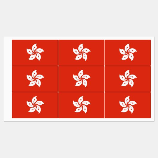 Étiquettes patriotiques avec le drapeau de Hong Ko (Feuille)