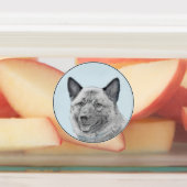 Étiquettes Peinture norvégienne Elkhound - Art original Chien (Apposé)