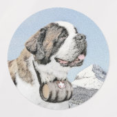 Étiquettes Peinture Saint Bernard - Cute Original Chien Art (Design 1)