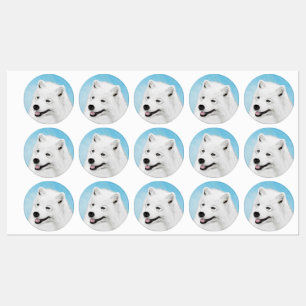 Étiquettes Peinture Samoyed - Cute Original Chien Art