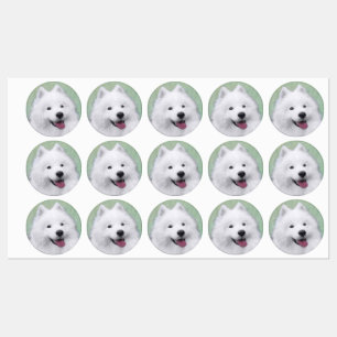 Étiquettes Peinture Samoyed - Cute Original Chien Art