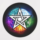 Étiquettes pentagramme du Wiccan (Design 1)