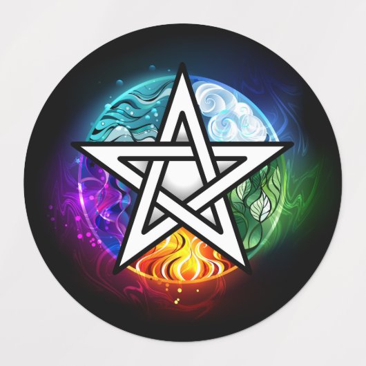 Étiquettes pentagramme du Wiccan (Design 1)