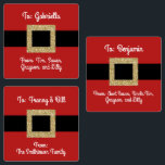 Étiquettes Père Noël Suit Belt Christmas Individuel Personnal<br><div class="desc">Personnalisez un ensemble d'étiquettes cadeaux de Noël personnalisées avec une ceinture de vêtements Père Noël en parties scintillant or simple et moderne et votre à et déjà rempli pour un ensemble de étiquettes cadeaux réfléchis assortis. Entrez 3 noms "TO" et "FROM" différents et recevez 5 de chacun sur chaque feuille,...</div>