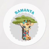 Étiquettes  Personalized "Name" Giraffe in the Savanna Waterp (Design 1)
