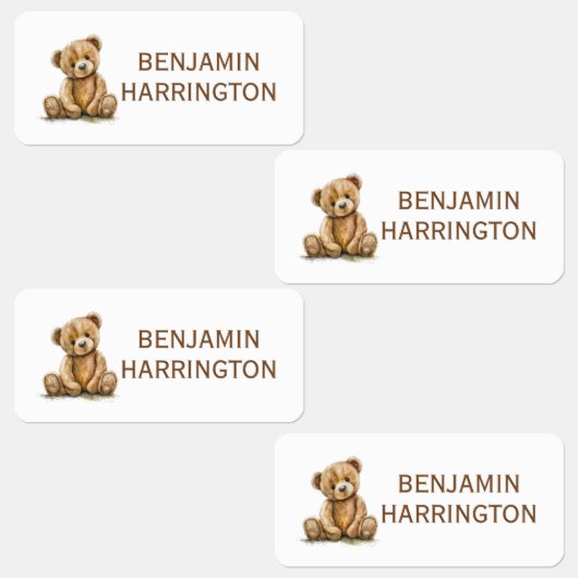 Étiquettes Personalized Watercolor Teddy Bear (Groupe)