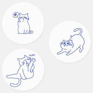 Étiquettes Personnage de chat blanc mignon drôle doodle