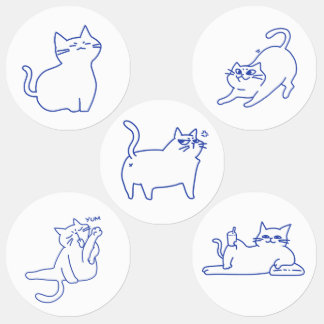 Étiquettes Personnage de chat blanc mignon drôle doodle