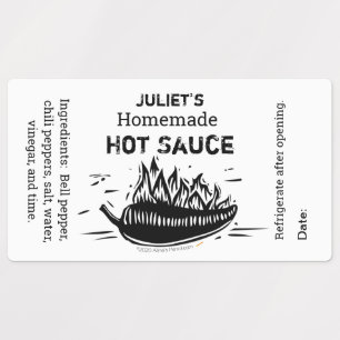 Étiquettes Personnalisé Votre Nom Fabriqué Maison Sauce Chaud