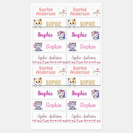 Étiquettes personnalisées étanches pour enfants (Feuille)