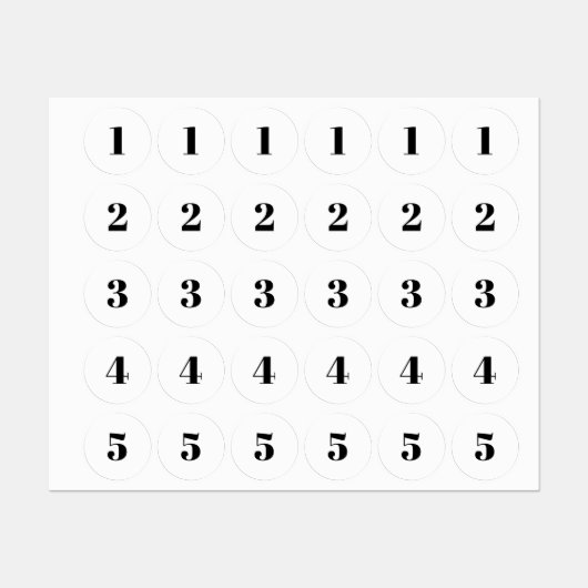 Étiquettes Personnaliser monogramme initial / nombre noir bla (Feuille)