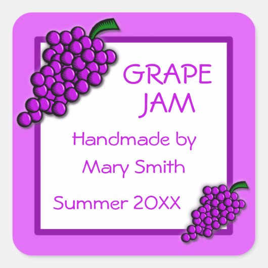 Étiquettes personnalisés pour confiture de raisins (Devant)