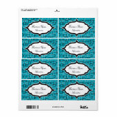 Étiquettes personnalisés rétro Turquoise (Feuille entière)