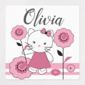 Étiquettes Petit chaton, chaton, mignonne, pour fille, bébé,  (Design 2)