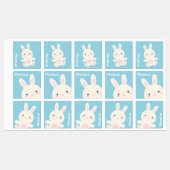 Étiquettes Petit lapin doux et adorable lapin bleu pastel Enf (Feuille)