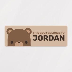 Étiquettes Petit ours Brown mignon avec nom personnalisé