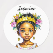 Étiquettes Petite fille personnalisée Princesse de couleur (Design 1)