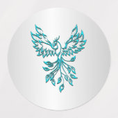 Étiquettes Phoenix bleu sarcelle s'élève sur argent (Design 1)
