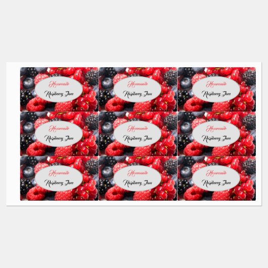 Étiquettes Photo de fruits frais confiture maison avec texte (Feuille)