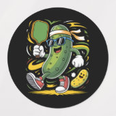 Étiquettes Pickle Jouant au Pickleball (Design 1)