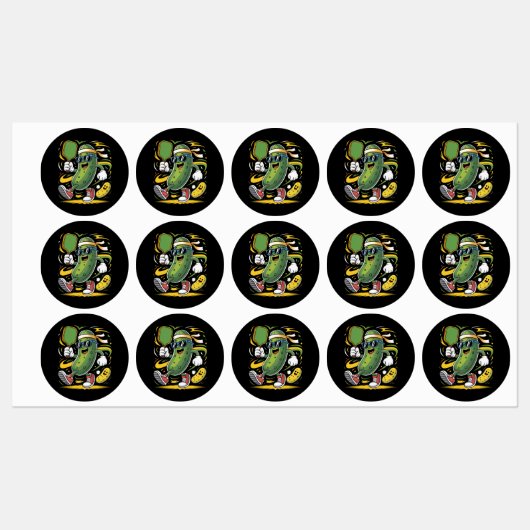 Étiquettes Pickle Jouant au Pickleball (Feuille)
