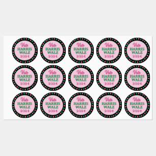 Étiquettes Pink Green Clover 2024 Vote Harris Walz